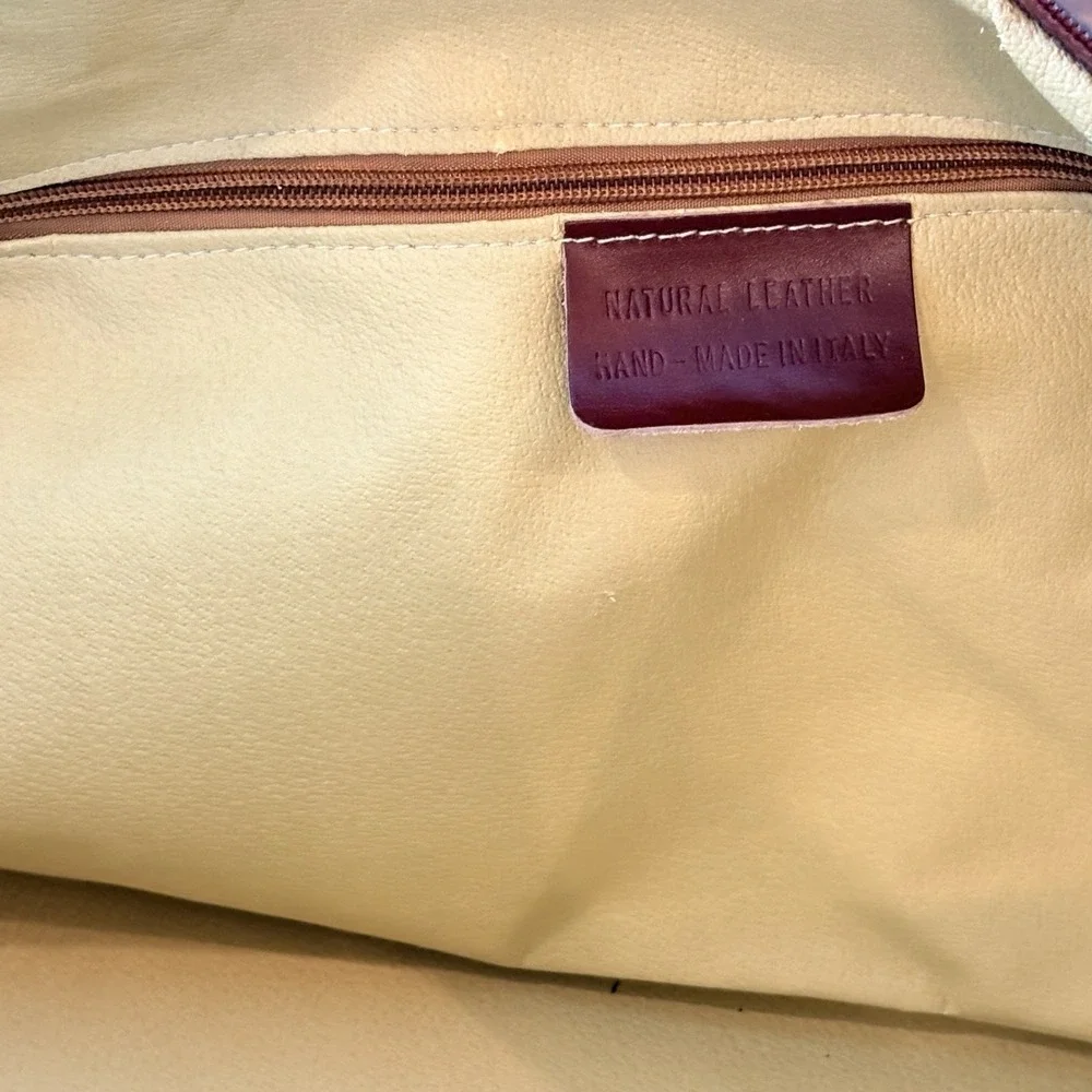 Italian Leather Rolling Duffel Bag Wheeled Weekender Carry On Luggage Brown